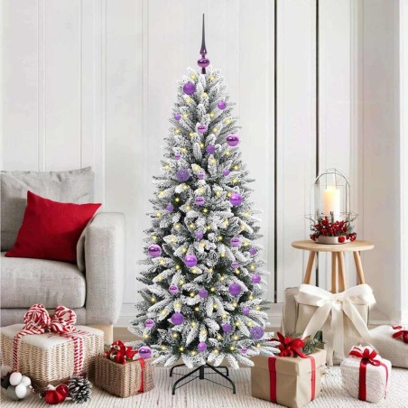 Sapin de Noël artificiel avec 150 LED avec support Blanc 150 cm 546942546942