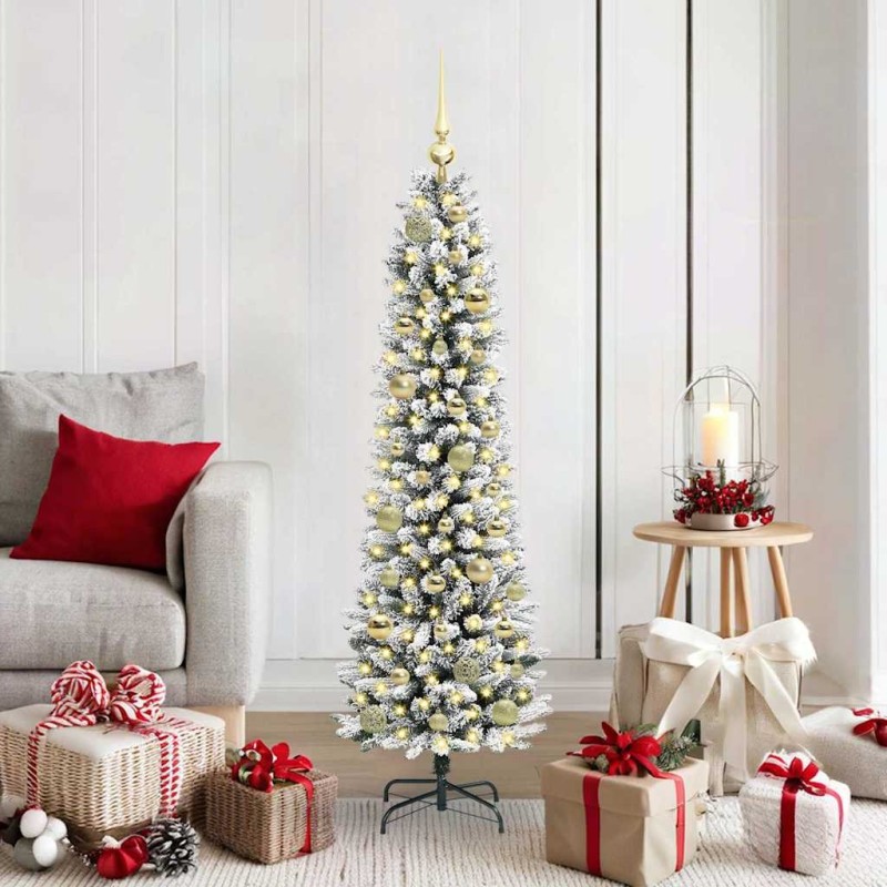 Sapin de Noël artificiel Blanc 150 cm PVC, métal et plastique 546948546948