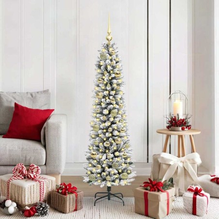 Sapin de Noël artificiel Blanc 150 cm PVC, métal et plastique 546948546948
