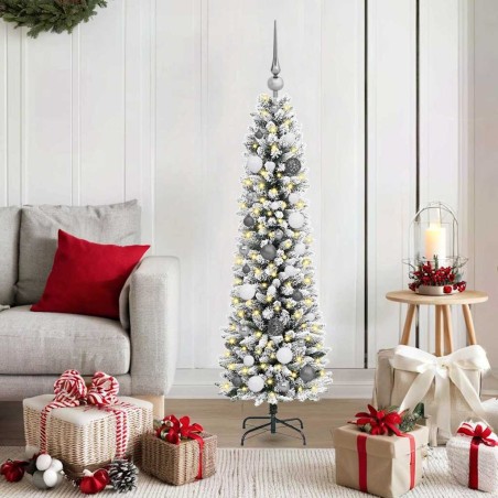 Sapin de Noël artificiel Blanc 150 cm PVC, métal et plastique 546954546954