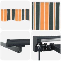 Auvent rétractable manuel Vert et jaune 4,5 × 3,5 m 546966546966