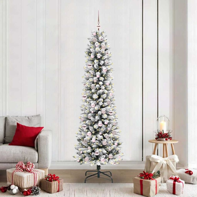 Sapin de Noël artificiel Blanc 210 cm PVC, métal et plastique 546975546975
