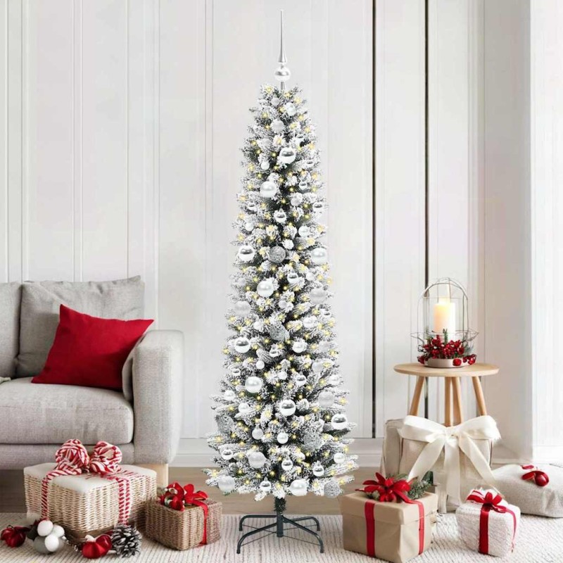Sapin de Noël artificiel Blanc 180 cm PVC, métal et plastique 546978546978