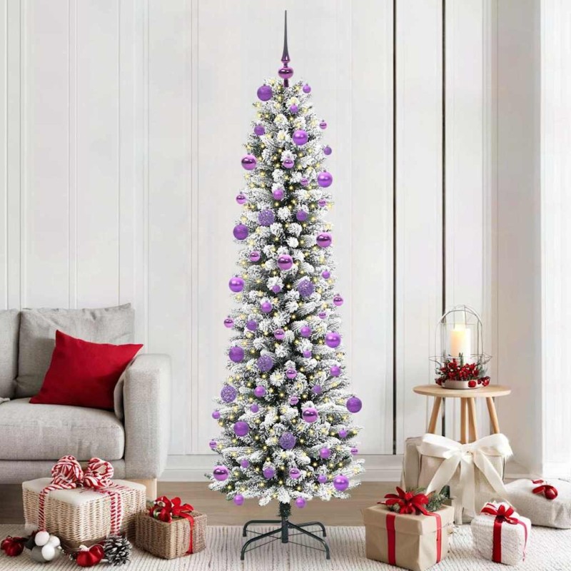 Sapin de Noël artificiel Blanc 210 cm PVC, métal et plastique 546995546995
