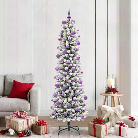 Sapin de Noël artificiel Blanc 210 cm PVC, métal et plastique 546995546995