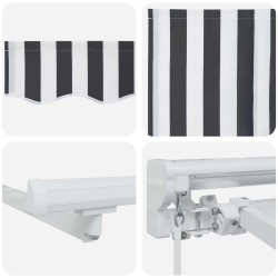 Auvent rétractable manuel Anthracite et blanc 4,5 × 3,5 m 547295547295