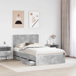 Cadre de lit Gris béton 135 x 190 cm Bois Ingénierie 547353547353