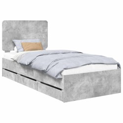 Cadre de lit avec tiroir Gris béton 90 x 200 cm Bois Ingénierie 547357547357