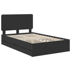 Cadre de lit avec tiroir Noir 120 x 190 cm Bois Ingénierie 547370547370