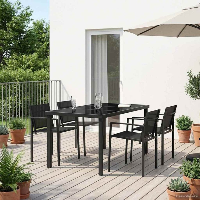 Ensemble de meubles d'extérieur 5 pcs Noir et anthracite 547381547381