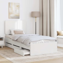 Cadre de lit avec tiroir Blanc 90 x 200 cm Bois Ingénierie 547391547391