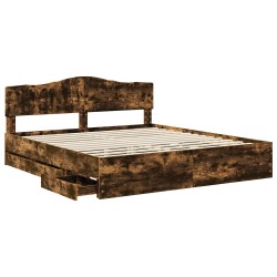 Cadre de lit Chêne fumé 200 x 200 cm Bois Ingénierie 547411547411
