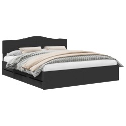 Cadre de lit avec tiroir Noir 200 x 200 cm Bois Ingénierie 547412547412