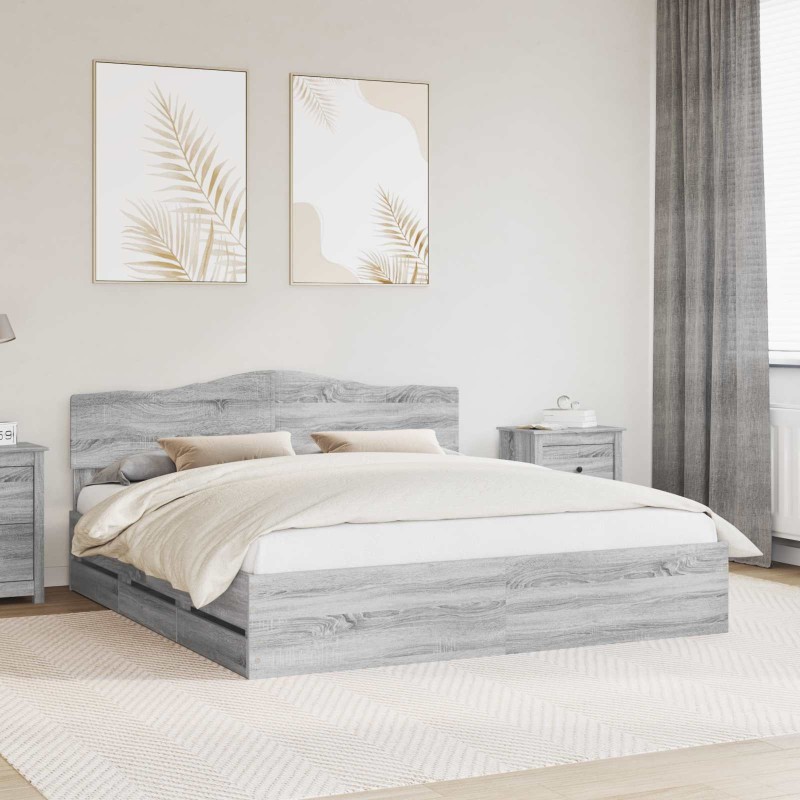 Cadre de lit Gris Sonoma 200 x 200 cm Bois Ingénierie 547413547413