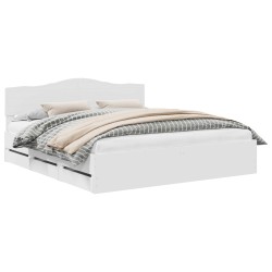 Cadre de lit avec tiroir Blanc 200 x 200 cm Bois Ingénierie 547433547433