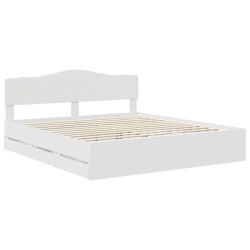 Cadre de lit avec tiroir Blanc 200 x 200 cm Bois Ingénierie 547433547433