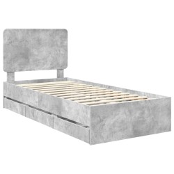 Cadre de lit avec tiroir Gris béton 75 x 190 cm Bois Ingénierie 547453547453