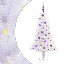 Sapin de Noël artificiel avec 150 LED Blanc 150 cm PVC et Acier 547475547475