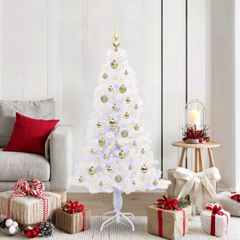 Sapin de Noël artificiel avec 150 LED Blanc 150 cm PVC et Acier 547477547477