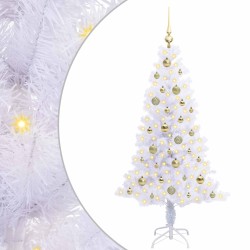 Sapin de Noël artificiel avec 150 LED Blanc 150 cm PVC et Acier 547477547477