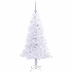 Sapin de Noël artificiel avec 150 LED Blanc 150 cm PVC et Acier 547485547485
