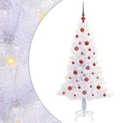 Sapin de Noël artificiel avec 150 LED Blanc 150 cm PVC et Acier 547488547488