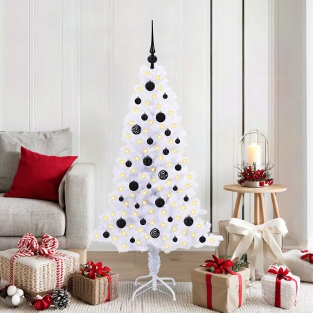 Sapin de Noël artificiel avec 150 LED Blanc 150 cm PVC et Acier 547489547489