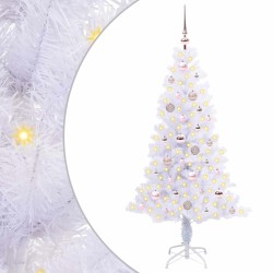 Sapin de Noël artificiel avec 150 LED Blanc 150 cm PVC et Acier 547490547490