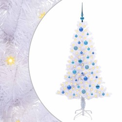 Sapin de Noël artificiel avec 150 LED Blanc 150 cm PVC et Acier 547491547491