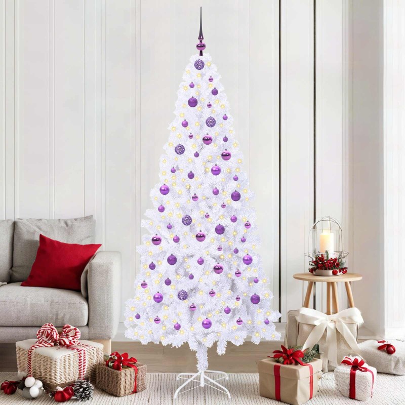 Sapin de Noël artificiel avec 300 LED Blanc 210 cm PVC et Acier 547510547510