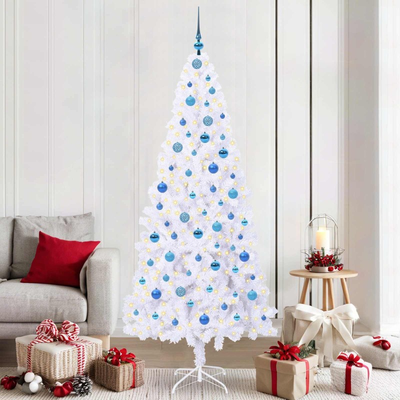 Sapin de Noël artificiel avec 300 LED Blanc 210 cm PVC et Acier 547513547513