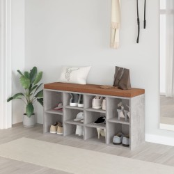 Banc à chaussures Gris béton 103x30x48 cm Bois d'ingénierie 547527547527