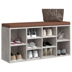 Banc à chaussures Gris béton 103x30x48 cm Bois d'ingénierie 547527547527