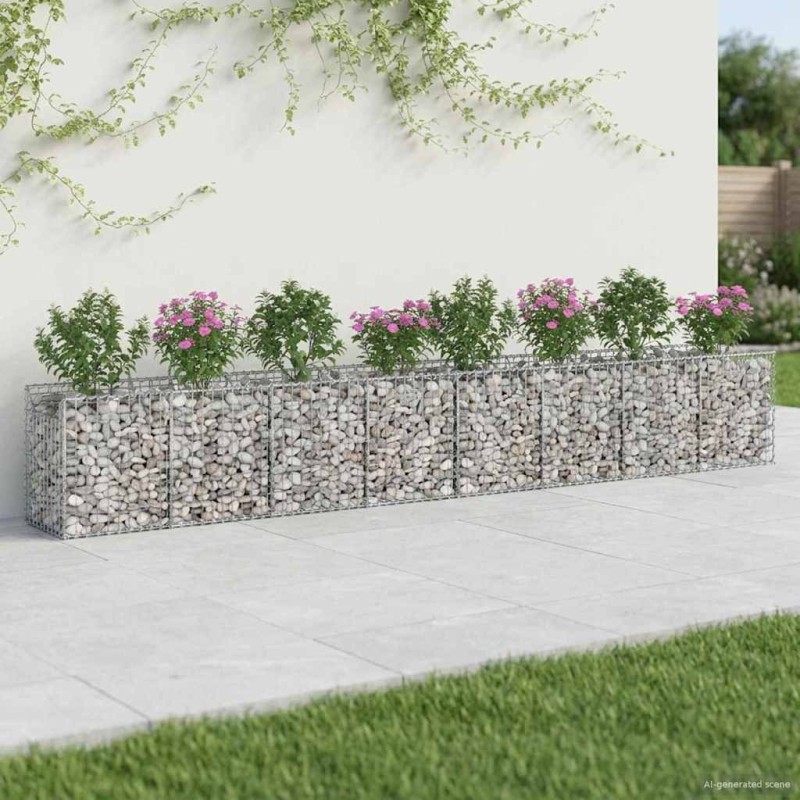 Lit surélevé gabion 2 pcs Argenté 400 x 50 x 60 cm 547531547531