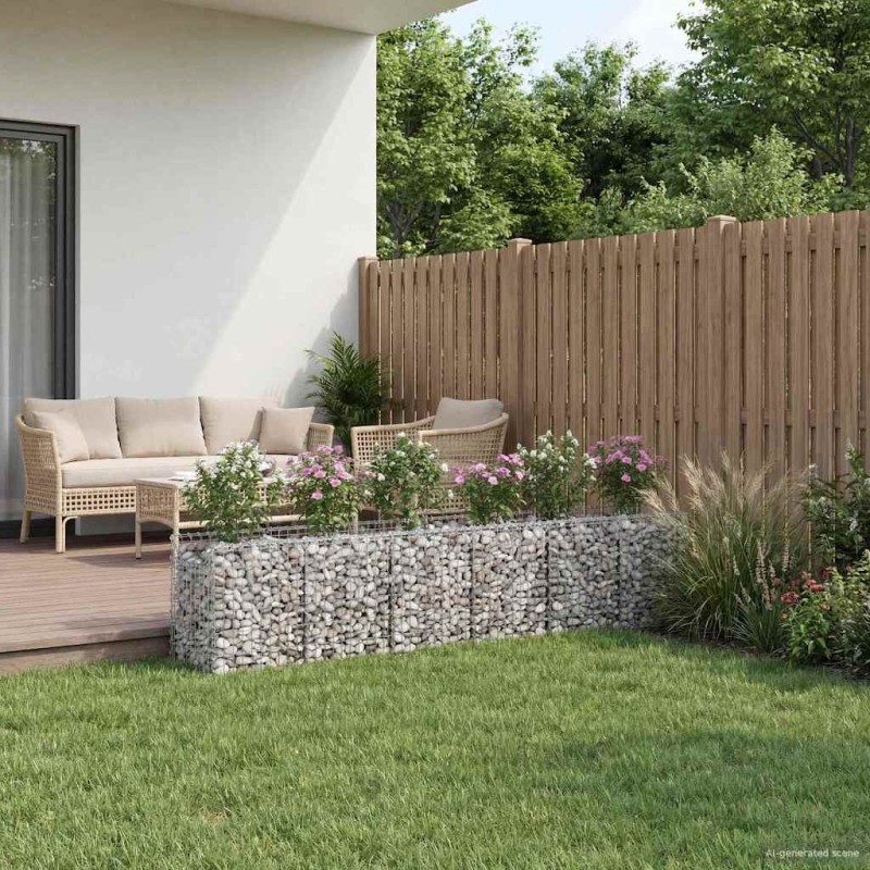 Lit surélevé gabion 2 pcs Argenté 300 x 50 x 60 cm 547535547535