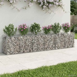 Lit surélevé gabion 2 pcs Argenté 300 x 50 x 60 cm 547535547535