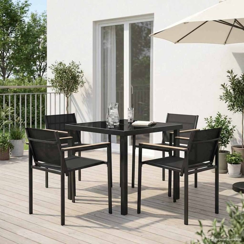 Ensemble de meubles d'extérieur 5 pcs Noir et anthracite 547538547538