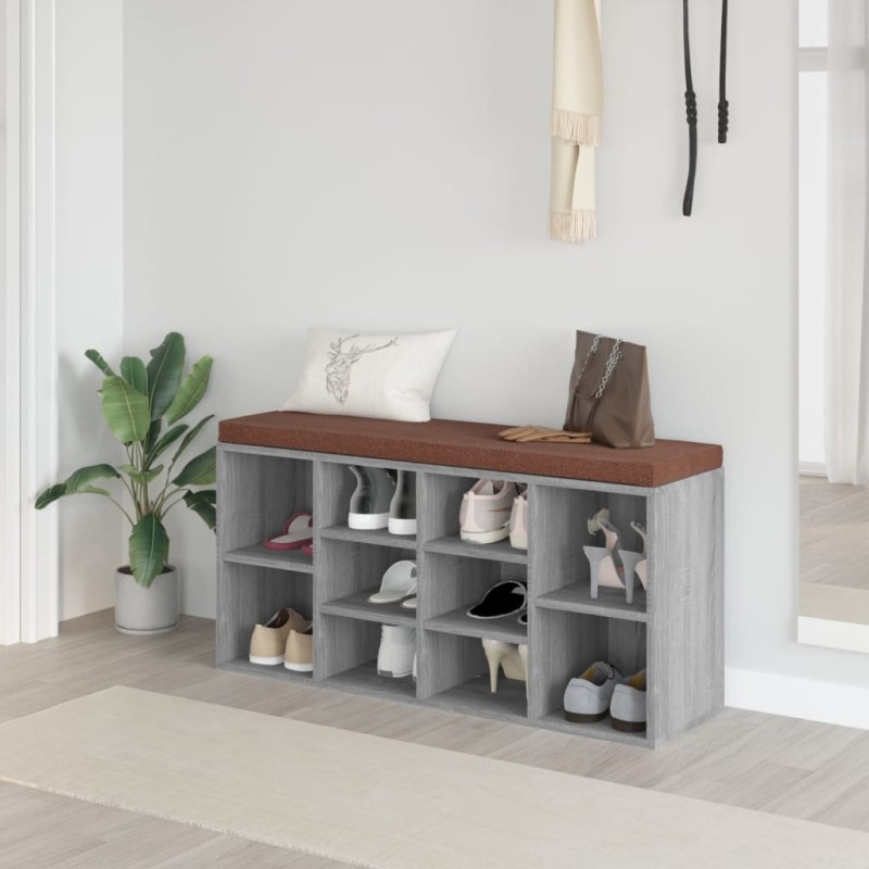 Banc à chaussures Sonoma gris 103x30x48 cm Bois d'ingénierie 547541547541