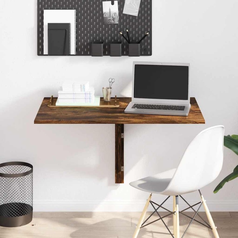 Table murale pliable Chêne fumé 100x60x56 cm Bois d'ingénierie 547546547546