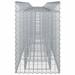 Lit surélevé gabion 2 pcs Argenté 300 x 50 x 80 cm 547548547548