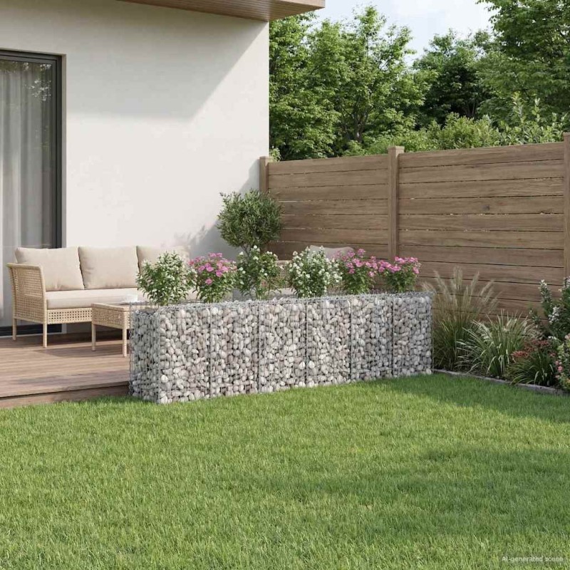 Lit surélevé gabion 3 pcs Argenté 400 x 50 x 80 cm 547549547549