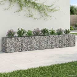 Lit surélevé gabion 2 pcs Argenté 340 x 60 x 55 cm 547557547557