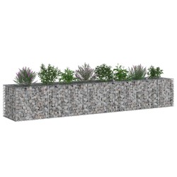 Lit surélevé gabion 2 pcs Argenté 340 x 60 x 55 cm 547557547557