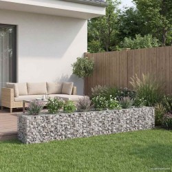 Lit surélevé gabion 2 pcs Argenté 340 x 60 x 55 cm 547557547557