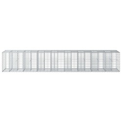 Lit surélevé gabion 2 pcs Argenté 340 x 60 x 55 cm 547557547557