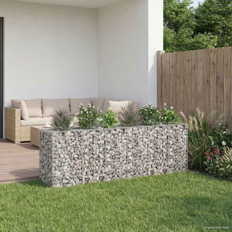 Lit surélevé gabion 2 pcs Argenté 250 x 50 x 80 cm 547566547566