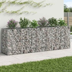 Lit surélevé gabion 2 pcs Argenté 250 x 50 x 80 cm 547566547566