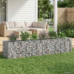 Lit surélevé gabion 2 pcs Argenté 260 x 60 x 55 cm 547567547567