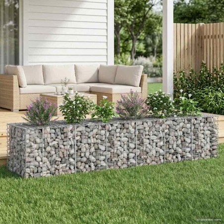 Lit surélevé gabion 2 pcs Argenté 260 x 60 x 55 cm 547567547567
