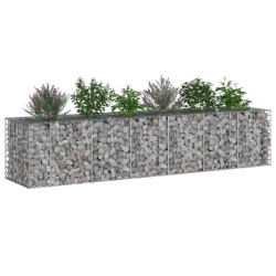 Lit surélevé gabion 2 pcs Argenté 260 x 60 x 55 cm 547567547567